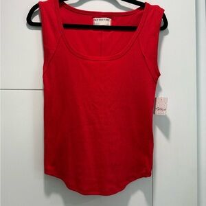 Free People Red Fitted Tank Top